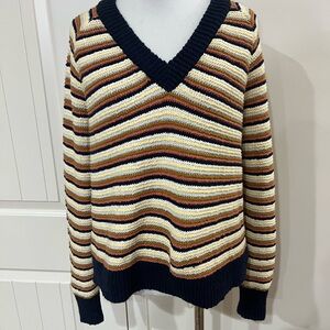 Madewell Multicolor Striped V-Neck Sweater